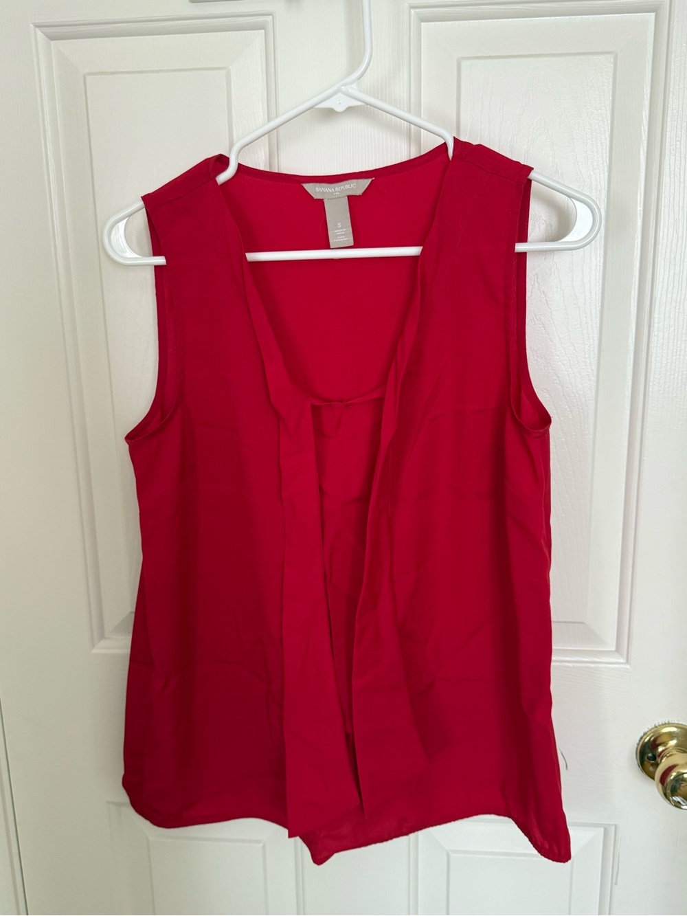 Sleeveless Red Pleat-Front Women's Top